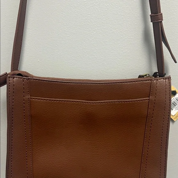 Frye and Co. Dark Brown Embossed Zipped Crossbody Bag - Picture 4 of 8